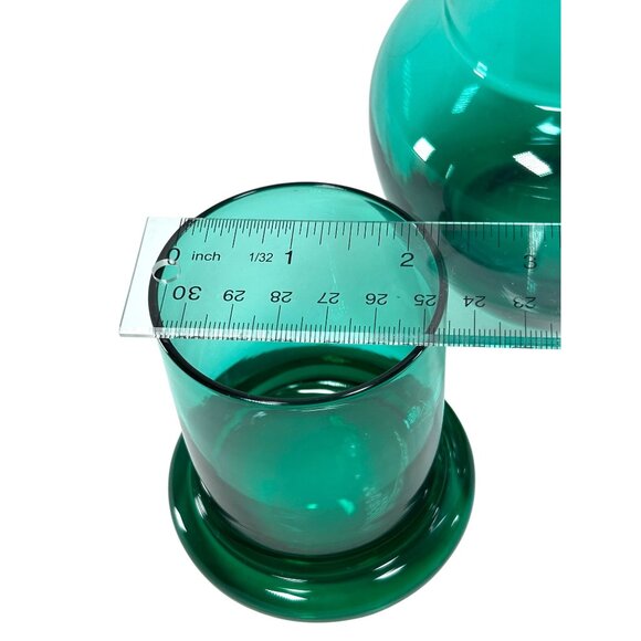 RARE Teal Glass Hand Blown Vintage Tumble Up Guest Pitcher and Cup Matching Set - Picture 13 of 15